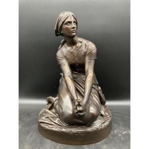 Henri Chapu Bronze Joan Of Arc 45 Cm Barbedienne Founder 