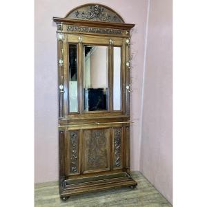 Napoleon III Walnut Coat Rack, 1 Meter Wide