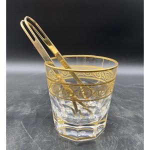 Baccarat Eldorado Ice Bucket With Gold Crystal Ice Tongs 