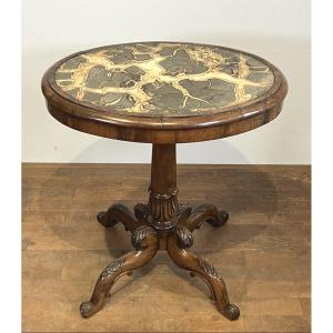 Rare Gueridon Top Turtle Stone Marble Or Marble With Septaria Nodule William IV English 19th