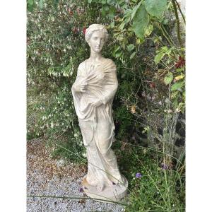 19th-century Cast Iron Statue Of A Draped Woman In The Antique Style, 158 Cm