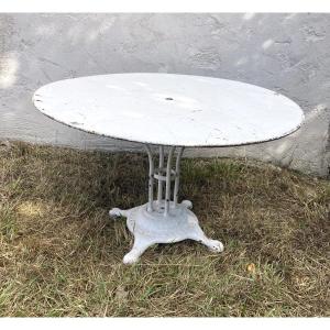 Garden Table In Iron With Cast Iron Base, Diameter 120 Cm