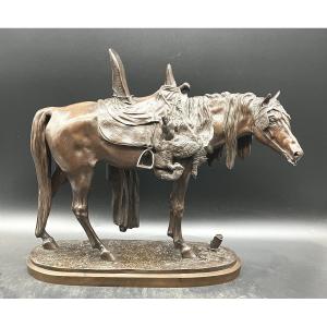 Edouard Létourneau Bronze Arabian Horse Returning From The Hunt