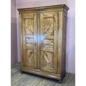 Alsatian Walnut Wardrobe, 2.10m High, With 12 Panels, 19th Century, Alsatian-style Keyed Assembly
