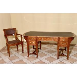 Flat Desk And Its Art Nouveau Chair 