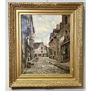 Emile Louis Mathon, Dieppe Le Pollet, Painting, Rue Des 3 Marmots