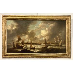 Benaventura Peeters Boats Off The Port Of Rotterdam 17th Century