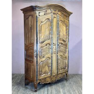 Provençal Walnut Wardrobe From Fourques, 18th Century, Louis XV Period, Arles