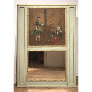 Louis XVI Period Trumeau, 156 X 113 Cm, With Painting Of A Hunting Scene 