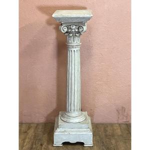 19th Century Napoleon III Lacquered Wooden Pedestal Column