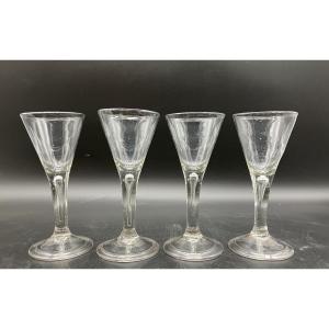 Rare Set Of 4 18th-century Glasses, 16 Cm High