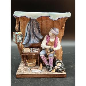 Saint Clement, The Clog Maker, Polychrome Earthenware Group