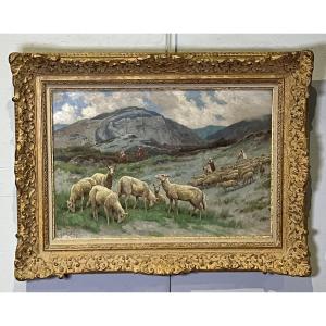 Georges Frederic Rötig, Orientalist; Nomadic Grazing In The High Atlas Mountains; Flock Of Ewes And Sheep