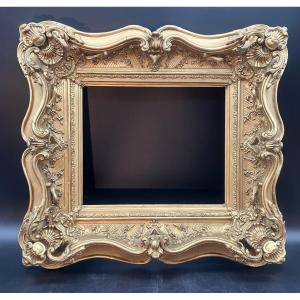 Napoleon III Frame, 27.7 X 32.5 Cm, Rebate, In Wood And Gilded Stucco