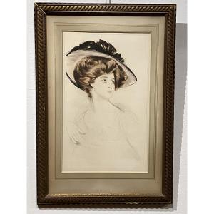 Paul Cesar Helleu Drypoint Elegant With A Hat