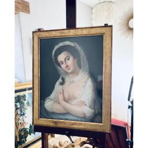 Early 19th Century Pastel Portrait Of A Young Woman