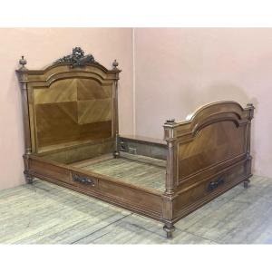 Napoleon III Louis XVI Large Walnut Bed