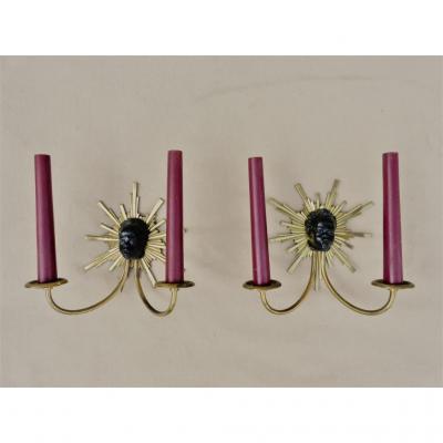 Pair Of Appliques Aux Nubiens Attributed To Maison Baguès.