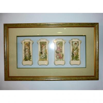 Elisabeth Sonrel, Series Of Four Art Nouveau Menus