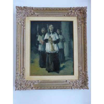 Martin Bollé, Oil On Isorel "children Of Heart"