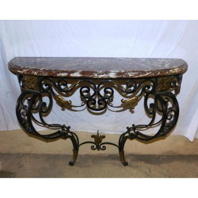 Provencal Console Wrought Iron And Marble Louis XV Style
