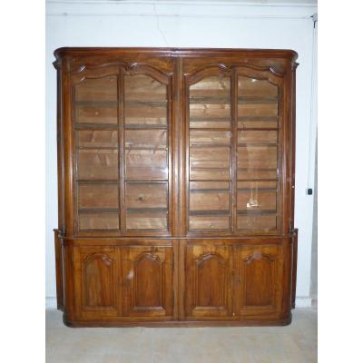 Large Woodwork Library 8 Doors Fruit Wood 19th