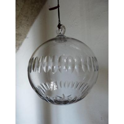 Huge Crystal Ball Diameter 17 Cm, 19th, For Chandelier Or Decoration,