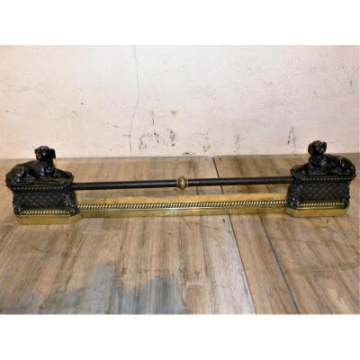 In Front Of Fire Hunting Dogs In Bronze 19th