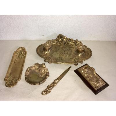 Albert Marionnet Art Nouveau Bronze Desk Kit