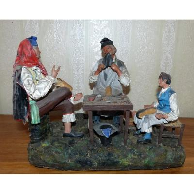 Neapolitan Santon Group Of Shoemakers Early 19th