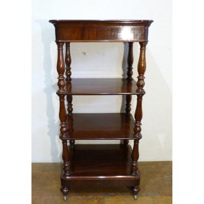 19th Mahogany Serving Shelf On Wheels