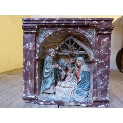 Nativity Renaissance Lorraine 16th H 73 Cm Stone Sculpture