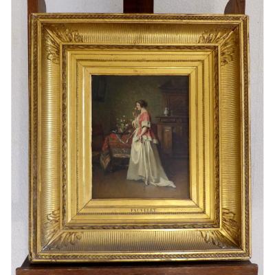 Jean Baptiste Fauvelet Elegant In An Interior Dated 1857