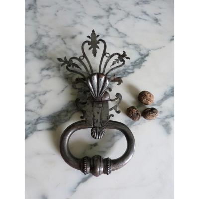 Door Knocker And Its 18th Wrought Iron Plate