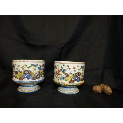 Small Planters In Fine Faience Decor Cornucopia