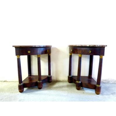 Pair Of Empire Mahogany Corner Rings Bronze Rings