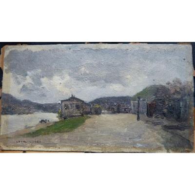 Luigi Loir, The Exit Of Paris At Point-du-jour, Oil On Cardboard
