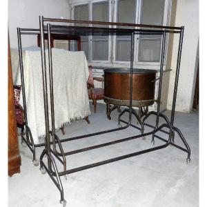 1 Raw Iron Cloakroom Racks On Wheels