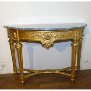 Console Louis XVI Gilded Wood Turquin Blue Marble