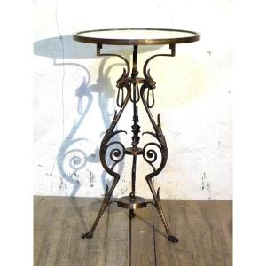 Pedestal Table In Bronze Bolster Napoleon III Style Egypt
