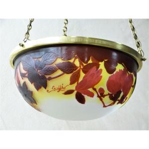 Rare Art Nouveau Gallé Chandelier Vasque With Magnolias