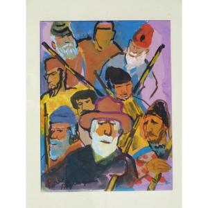 Pierre Ambrogiani, Gouache Bergers Corse