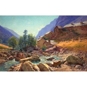 Charles Bertier (1860-1924). Hamlet Of Fréaux, Near La Grave, Oisans