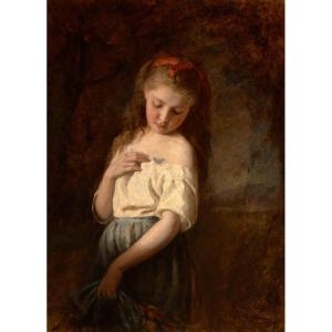 édouard d'Avril (1843-1928). Girl With Butterfly