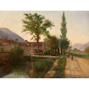 Alphonse Blanc (1796-1867). The Return Of The Herd, A Farm In Fontaine Towards Grenoble
