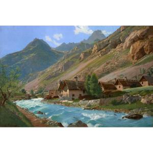 édouard Brun (1860-1935). Hameau Des étages, The Vénéon, The Big Needle Of The Selle Flat