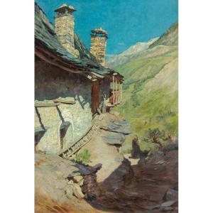 Ernest Hareux (1805-1897). Summer Mountain Pasture House, Rivet Hamlet (le Chazelet)