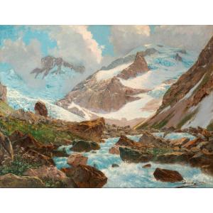 édouard Brun (1860-1935). Oisans, The Source Of The Vénéon, The Pilatte, The Bans And The Gioberney