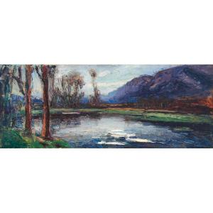 Pierre Calès (1870-1961).  The Ponds In Winter. Chartreuse Massif, Gray Weather