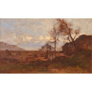 Laurent Guétal (1841-1892). The Bastille, Grenoble, And The Chaîne De Belledonne From Sassenage